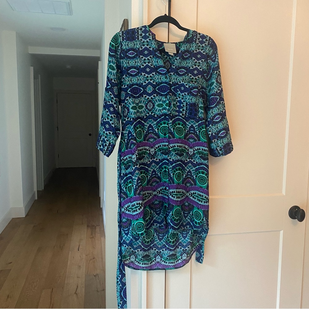 Maeve by Anthropologie Button Down Shirt Dress – Size Small, Tie Waist, High Low